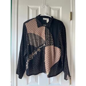 Koret 16W Patchwork Button Down Long Sleeve Top Jacket